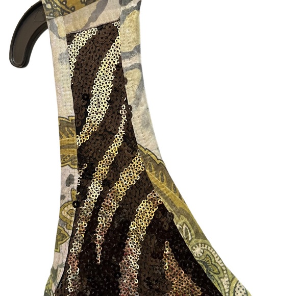 Citi Life Sequined Paisley Asymmetrical Hemline Sleeveless V-Neck Top Size L - Picture 3 of 8